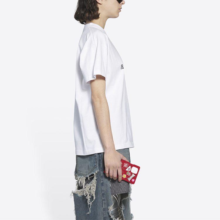 Balenciaga Женская футболка Bb Pixel Средняя посадка Белый 612965TKVI79040