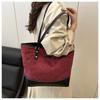 2025 New Retro Solid Color Handbag Commuter Bag Female Mori Trend Fashion Tote Bag Large Capacity Bag