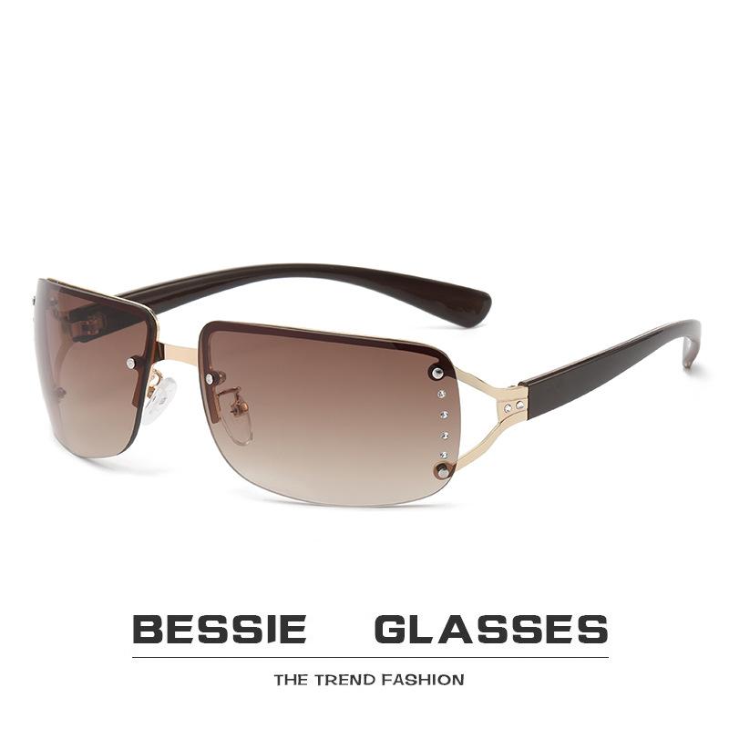 Millennium future technology sense punk sunglasses men and women hipster Internet celebrity sunglasses rimless diamond box sunglasses women