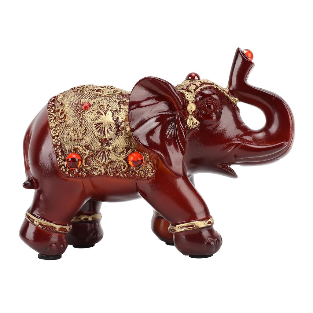 Elephant Statue Durable Resin Cute Elegant Attract Wealth Round Corner Elephant Decor for Home Bedroom Office