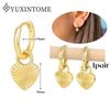 YUXINTOME 925 Silver Ear Needle Zircon Hoop gold Earrings For Women Square Plate Pendant Cutout Heart Earrings Fashion Jewelry