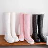 Winter Warm Plush Knee High Boots Women Comfy Flat Heel Snow Boots Slip On Platform Woman Long Boots Shoes Black Pink White 2025