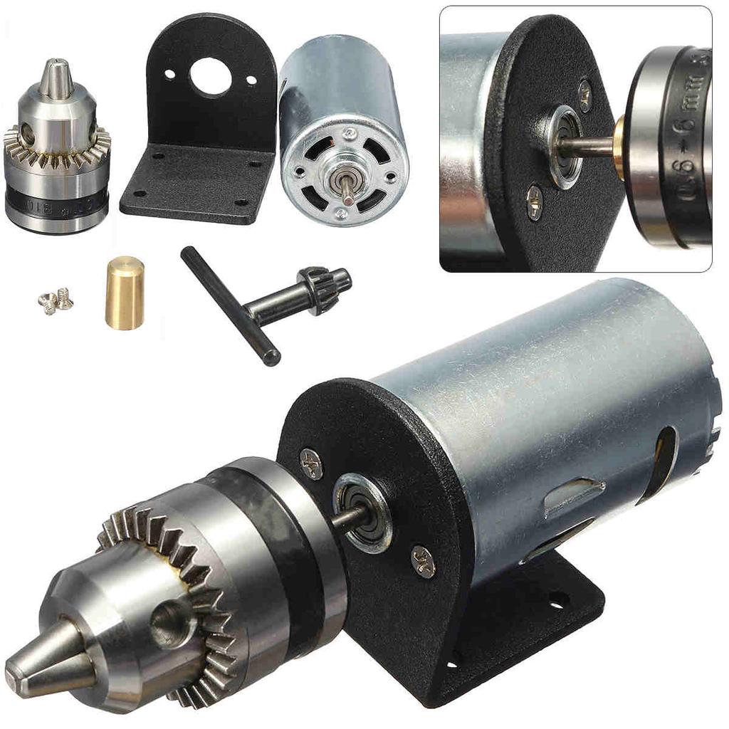 5-12V Mini Hand Drill DIY Lathe Press 555 Motor With Chuck+ Mounting Bracket New