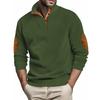 Men's Quilted Sweatshirt Casual Corduroy Quarter Button Up Pullover Long Sleeve Stand Collar