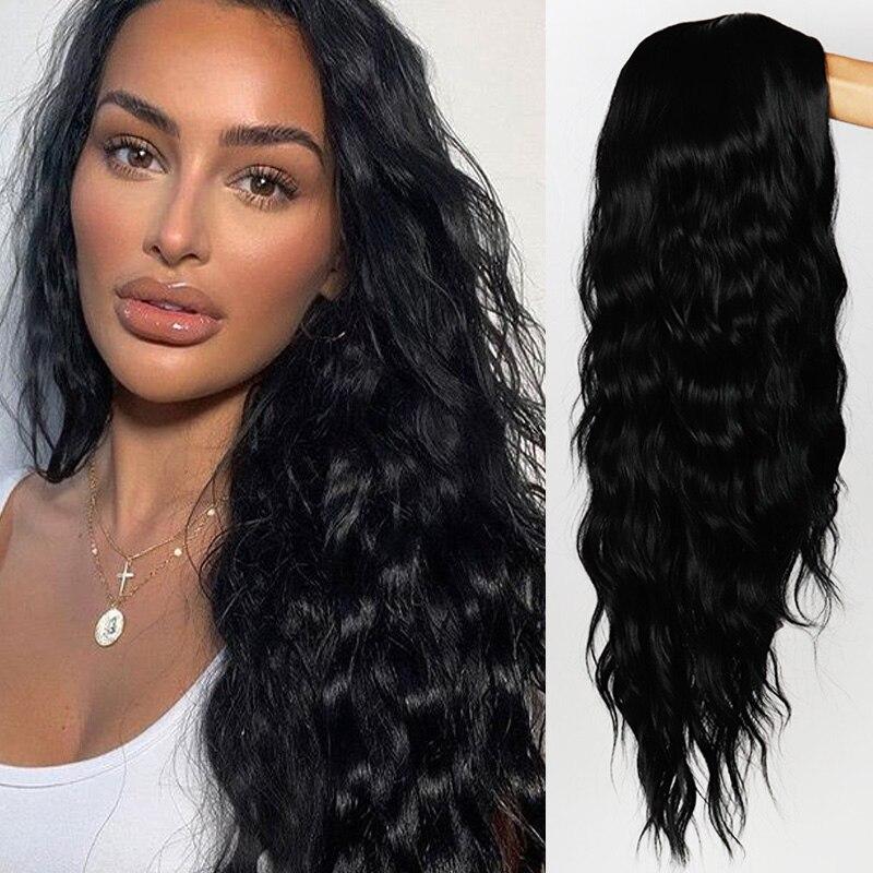 XINRAN Длинный волнистый женский парик, натуральные волосы с боковой частью, Ombre, синтетические парики, оранжевый/блондинный/розовый, парики для косплея, термостойкие для женщин