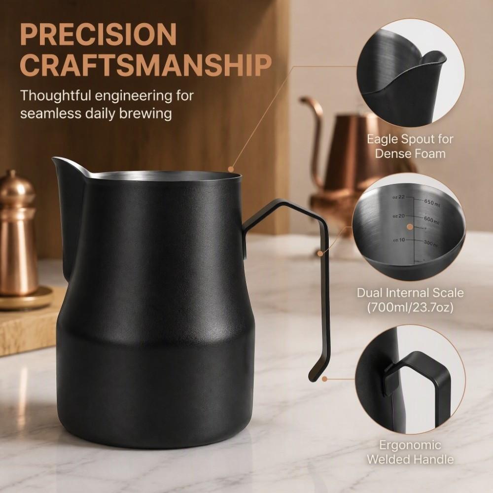 Black Color Espresso Steaming Pitcher Stainless Steel Latte Art Pitcher For Bar