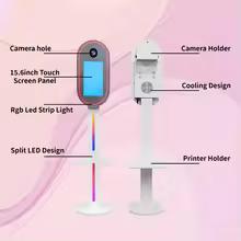 15.6 inch DSLR Touch Screen LED Camera Photo Booth with Ring Light Photo Booth with Flight Case for Christmas birthdays party
