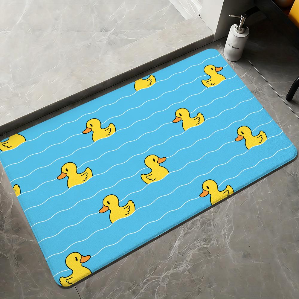Cartoon Rubber Duck Floor Mat Flannel Rugs Soft Winter Warmth Floor Mat Thickened Non-Slip for Living Room Home Door Mat