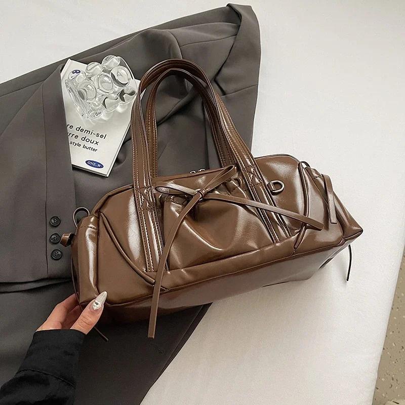 Сумки через плечо из искусственной кожи с бантом в стиле ретро для женщин 2024 года, новый тренд зимы 2020 года, модная сумка-тоут, женские сумки