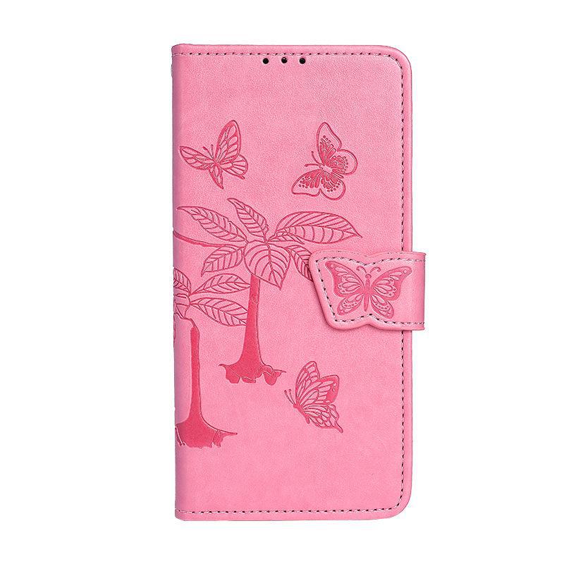 Чехол-книжка из кожи с тиснением «Бабочка» для ZTE Blade A54