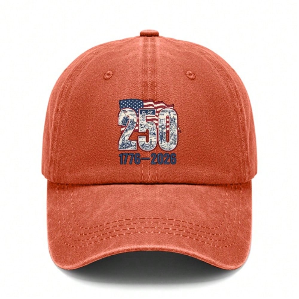 2026 Commemorative Baseball Hat - Vintage Washed Unisex Polyester Adjustable Curved Brim Hat Patriotic Streetwear Baseball Cap For Independence Day