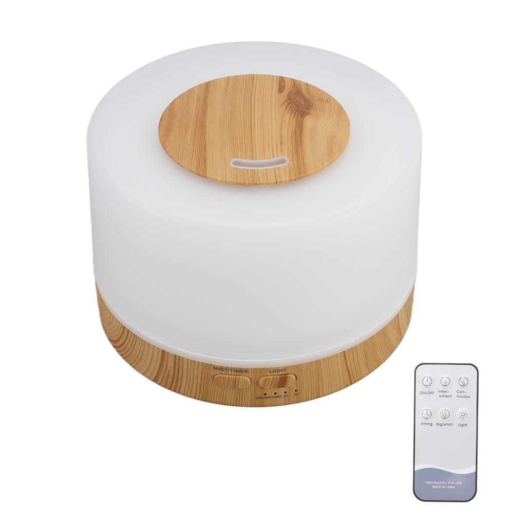 Desk Humidifier 500ml Wood Grain 7 Color LED Light 35dB Remote Control Aromatherapy Diffuser