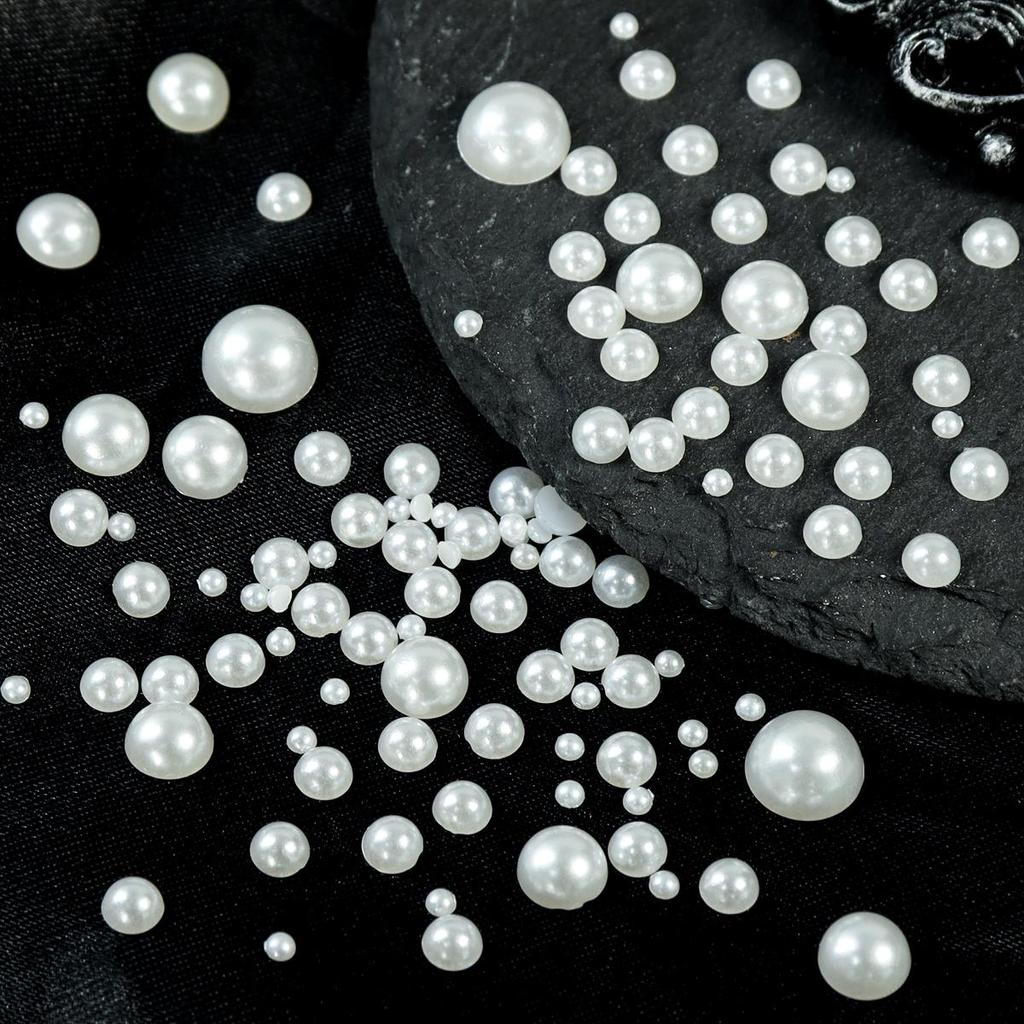 1 коробка полукруглых плоских бусин с искусственным жемчугом, украшение для ногтей, белые, бежевые, 3D, аксессуары для ногтей, корейские принадлежности для маникюра своими руками