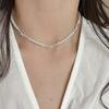Women's 925 Silver Kitsch Pearl Ribbon Simple Necklace