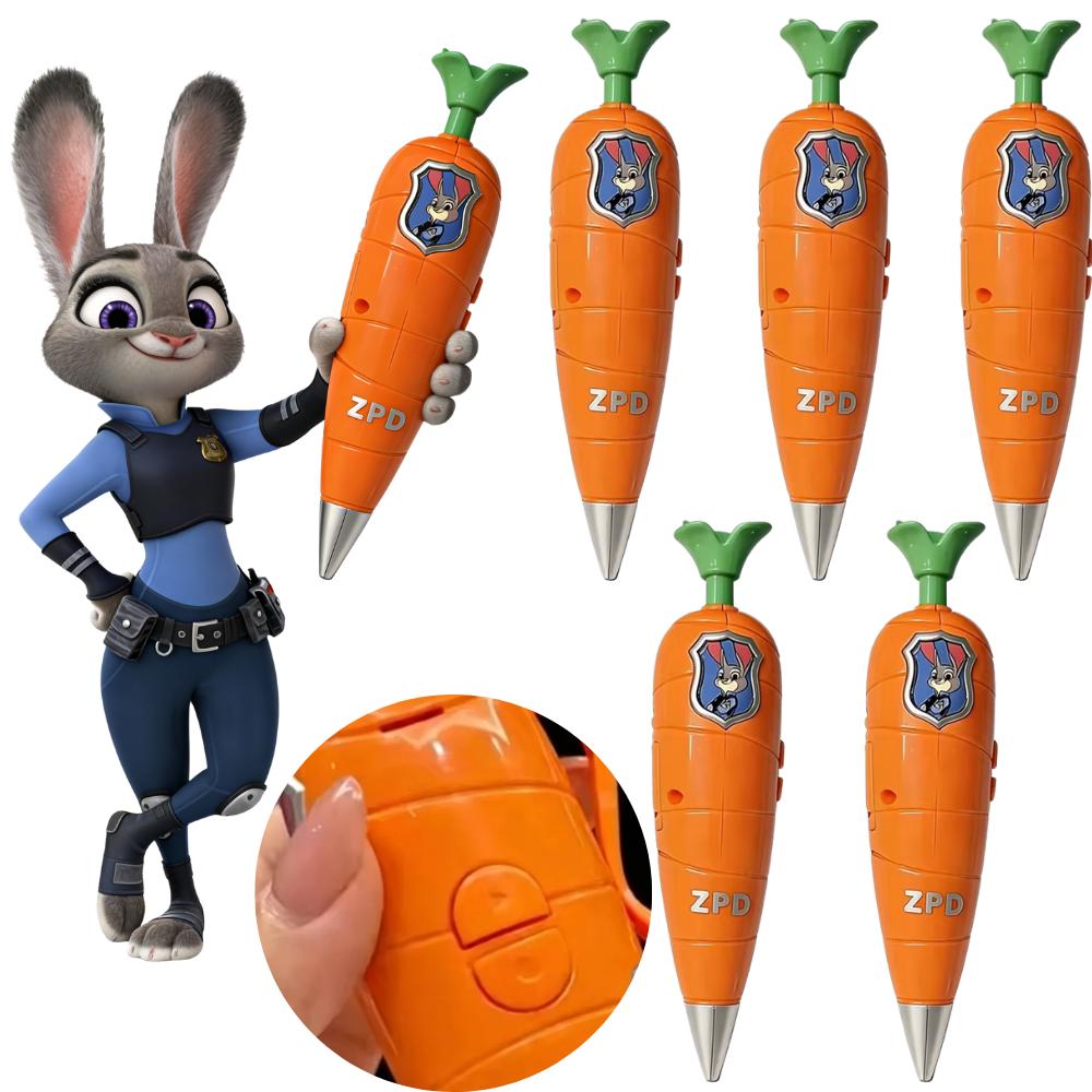 Hot Zootopia 2 Carrot Recorder Pen | Judy & Nick Style For Kids | 60S Mini Recorder | 2-In-1 Gel Pen Stationery Kids Gift