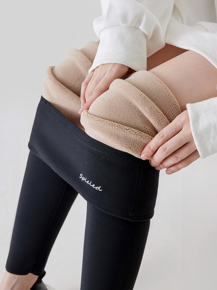Autumn Winter Alpaca Velvet Shark Leggings Women Thick Warm Leggings High Waist Seamless Slim-Fit Thermal Pants