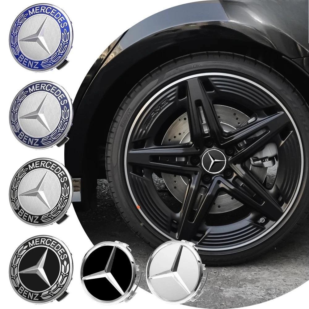 New 4 Pieces/Set Mercedes Benz AMG Wheel Center Hub Caps 75mm Diameter with Embossed Benz Emblem Tire Rim Covers for W203 W206 W220