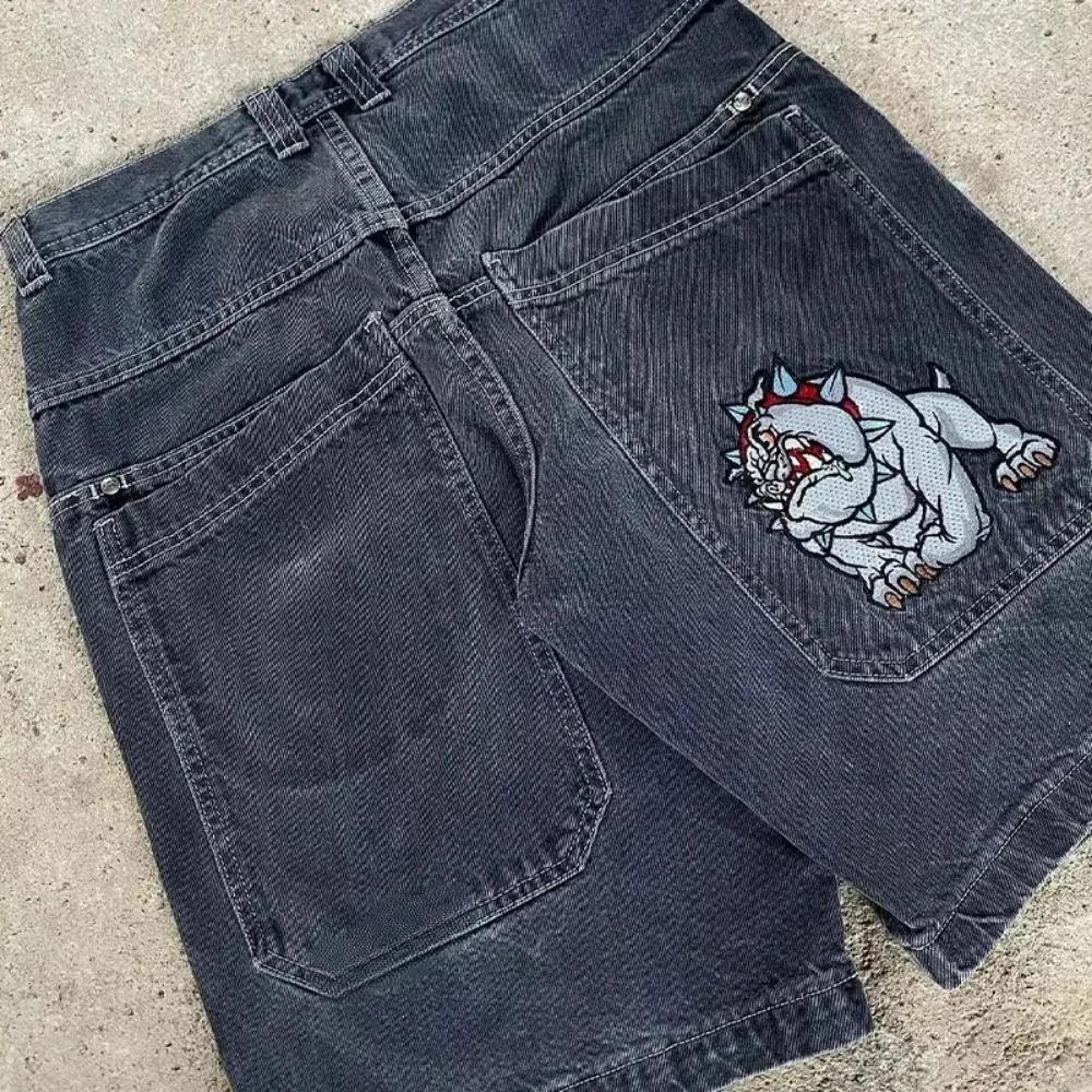 RogueWave Мешковатые шорты Готические Американские с карманным принтом Джинсовые спортивные шорты 2000-х годов Винтажная уличная одежда Хип-хоп Баскетбольные шорты