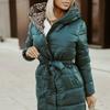 Женская осенне-зимняя хлопковая куртка с капюшоном, однотонное толстое длинное пальто с половиной высокого воротника