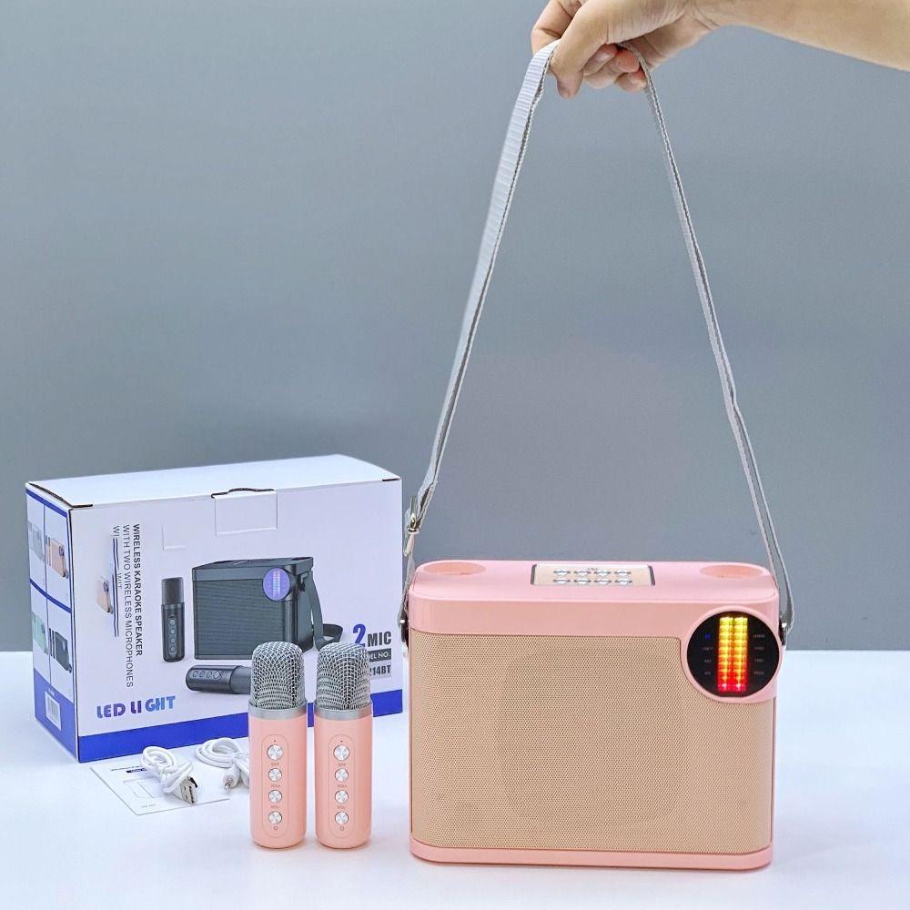 Караоке-колонка с двумя микрофонами Bluetooth 5.3 Беспроводная микрофонная колонка Семейная вечеринка