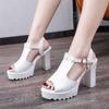 Fashion Womens High Heels Sandals Classic Ankle Buckle Platform Shoes Fashion Roman Sandals Female Summer White Open Toe Party Pumps