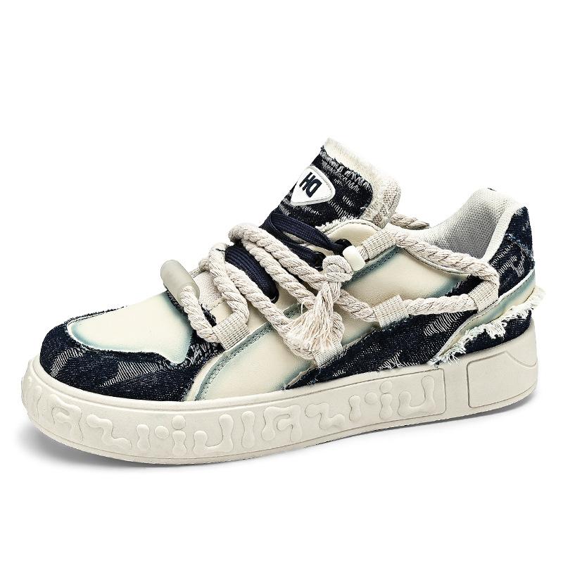 2024 Мужские удобные повседневные кеды для скейтборда, дизайн «грязная коса», хлебный дизайн, износостойкая трендовая обувь, сетчатая подкладка, тканевый верхний материал