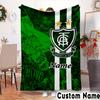 Custom Name Green Shield America Design Throws Blanket Flannel Blankets for Couch Bed Gifts for Men Women Picnic blanket Christmas fan gifts