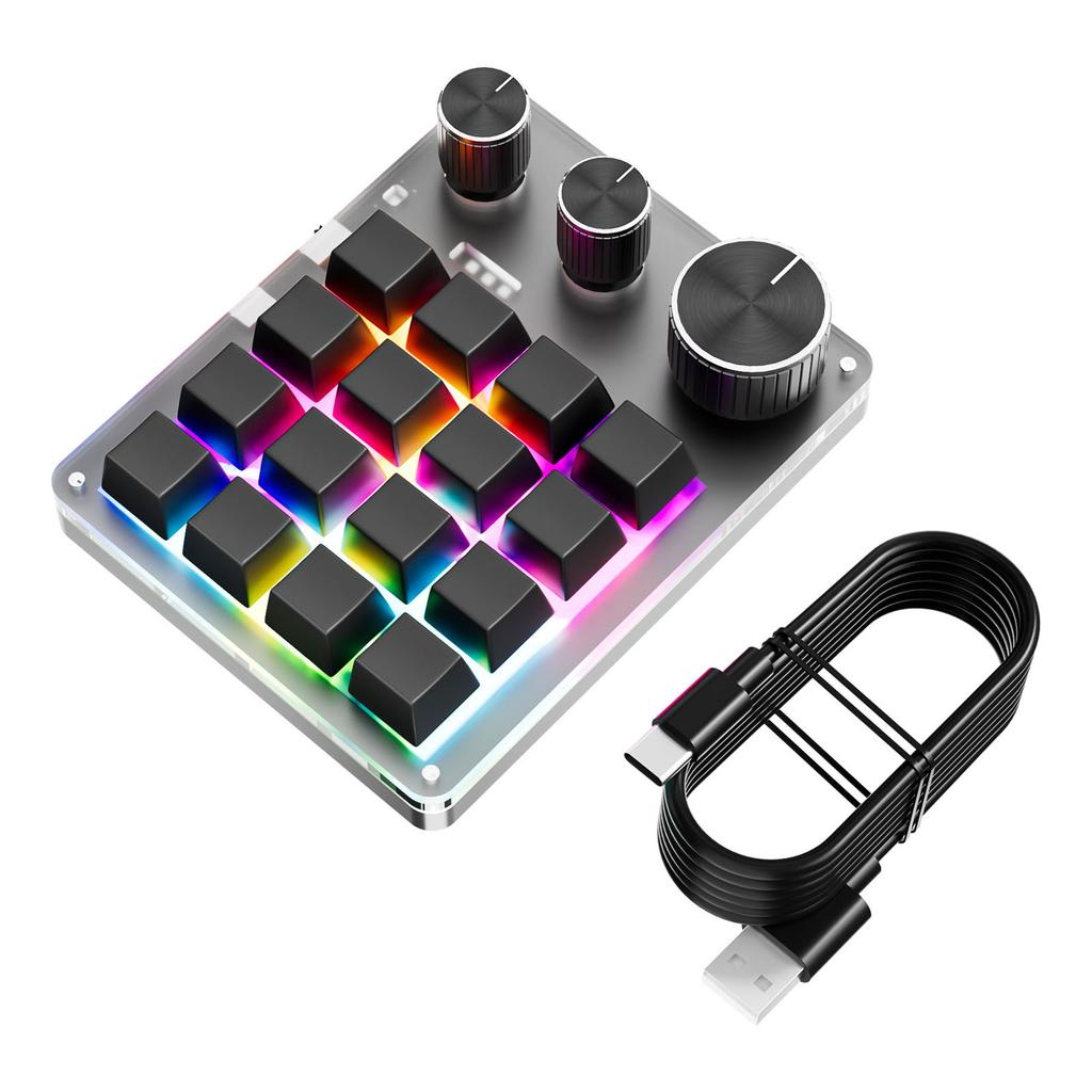 Программируемая ro Клавиатура 16 клавиш 3 ручки Игровая клавиатура с проводным USB+ Режим Регулятор громкости