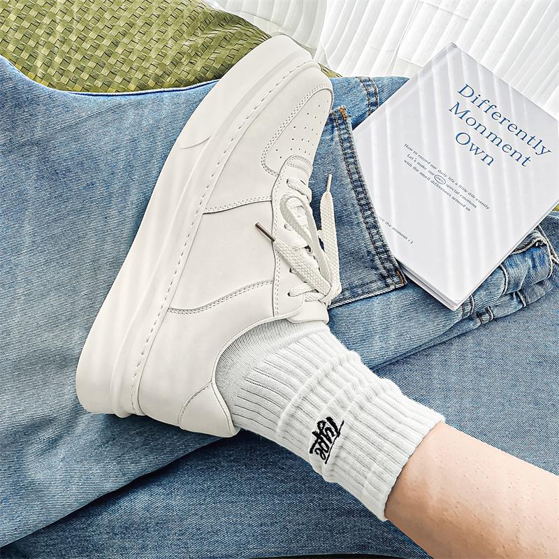 Мужские борцовки из натуральной кожи Модный повседневный минималистичный стиль Для улицы Молодежные Взрослые Активность Ходьба Дышащие Белые туфли