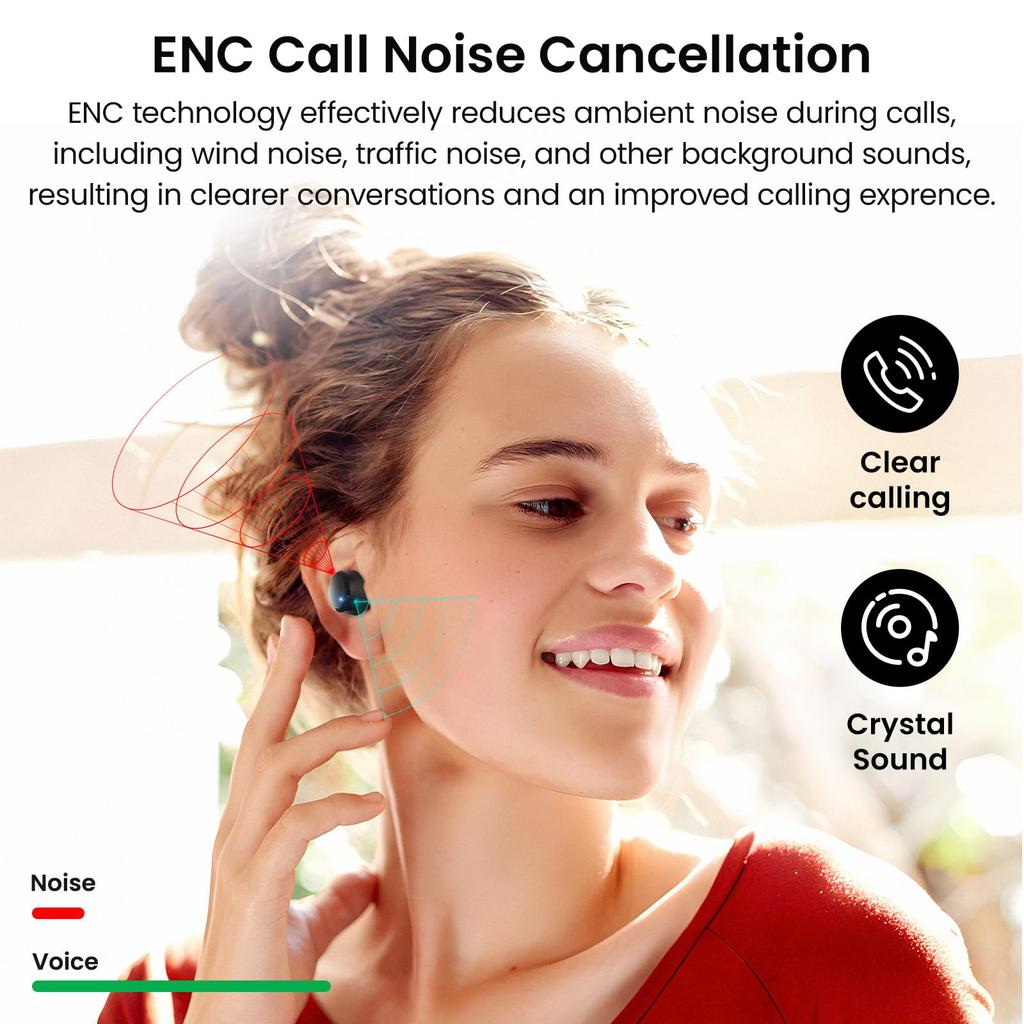 TOZO Tonal Dots (Т12) Беспроводные наушники [Новинка 2023] Bluetooth 5.3, ENC Шумоподавление, Специальное приложение, Светодиодный дисплей уровня заряда, 55 часов музыки