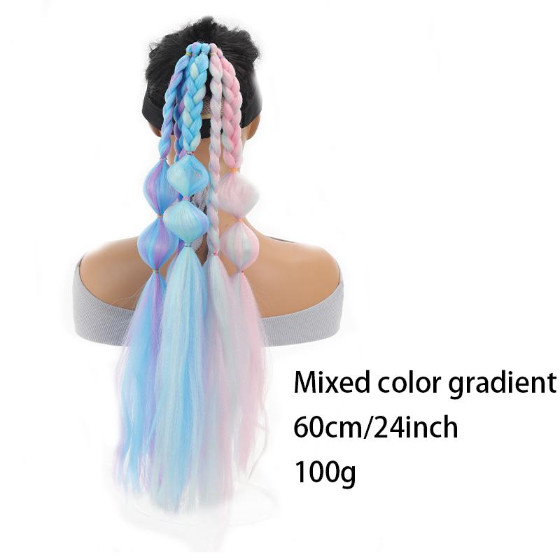 A Ponytail Wig with Colored Bubble Braids and a Ponytail Synthetic Fiber That Is Heat-resistant for Women Easy To Wear for Parties and Gatherings