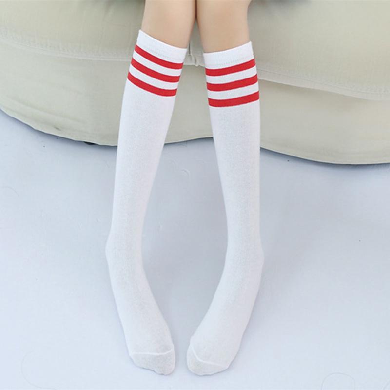 Kids Knee High Socks Girls Boys Football Stripes Cotton Sports School Socks