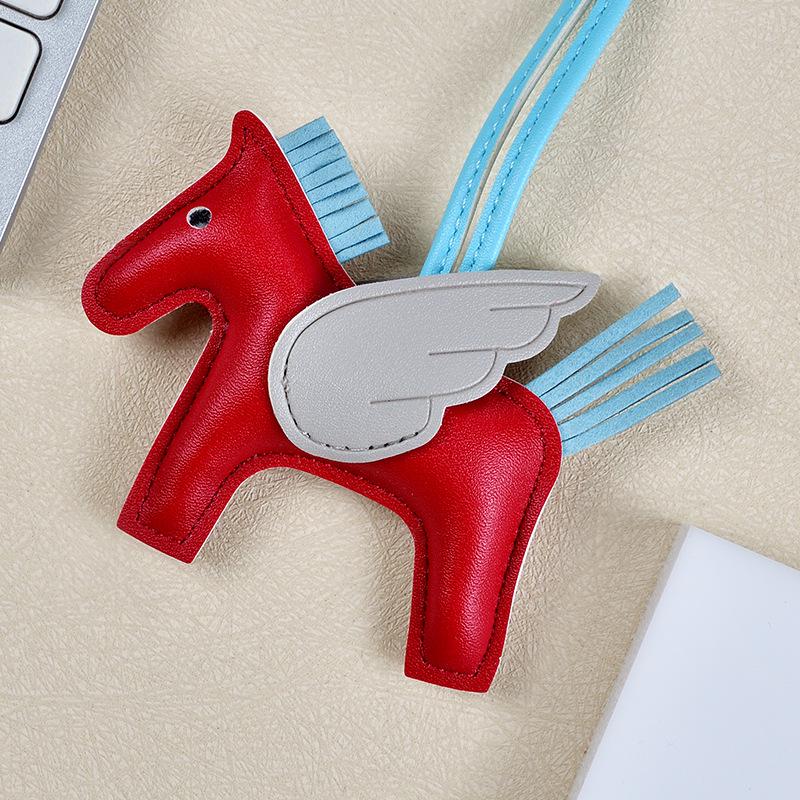 Брелок-подвеска в виде пони Пегаса с кисточкой - милый кожаный мультяшный контрастный цветной шарм
