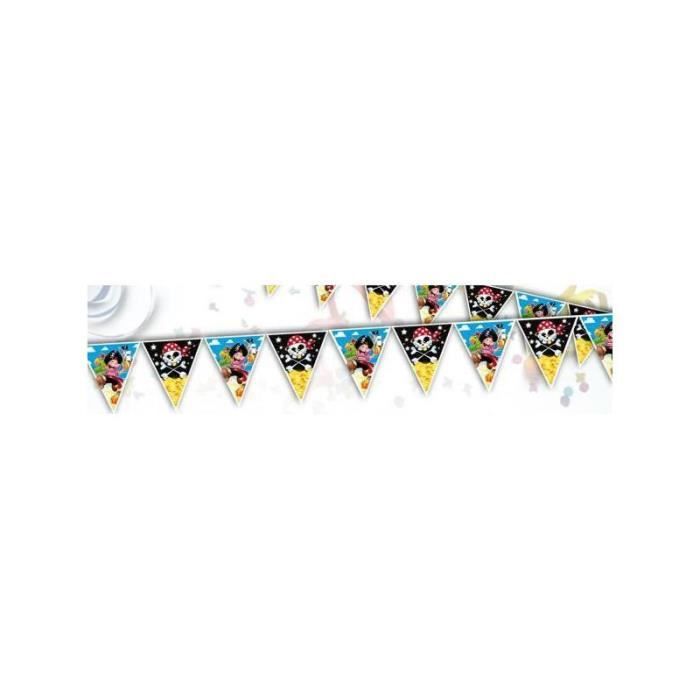 Guirlande d'anniversaire - p'tit mousses - pirate - 6 mètres - 15 drapeaux - Thème pirate