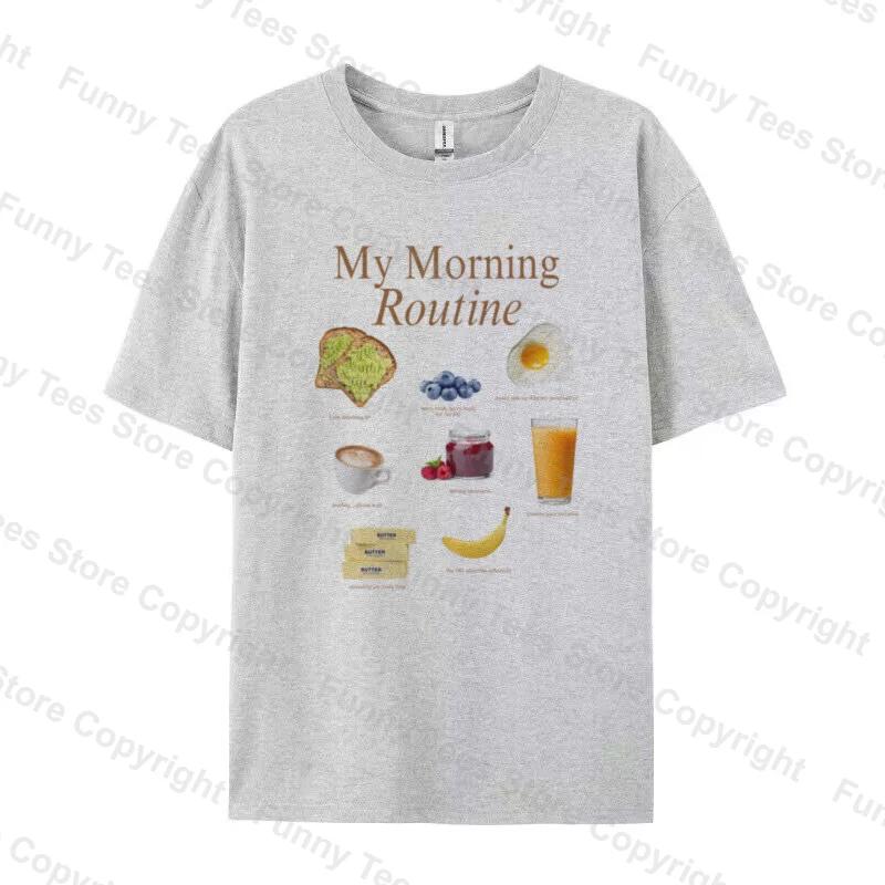 Y2k Aesthetic Breakfast TShirts for Unisex 2026 Summer Oversized Cotton Graphic Tees Cute Foodie Shirt Unisex Fashion Streetwear