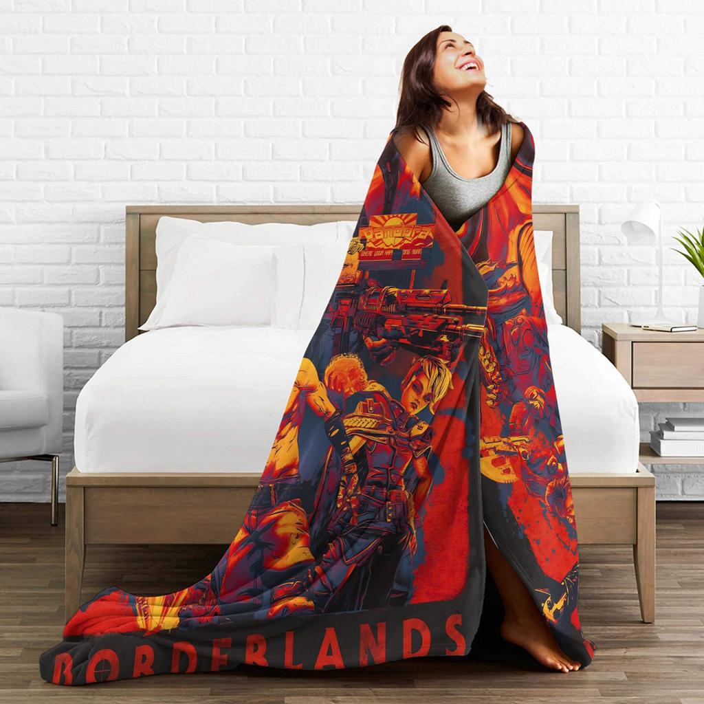B-Borderlands 4 Warm Blanket  Kids Plush Throw Blanket Novelty Outdoor Flannel Bedspread Sofa Bed Cover