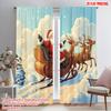 2pcs,2D Plane Printing Contemporary Curtains Santa Claus Sleigh and Reindeer7 (3) Versatile Polyester Fabric (without Rod) Room