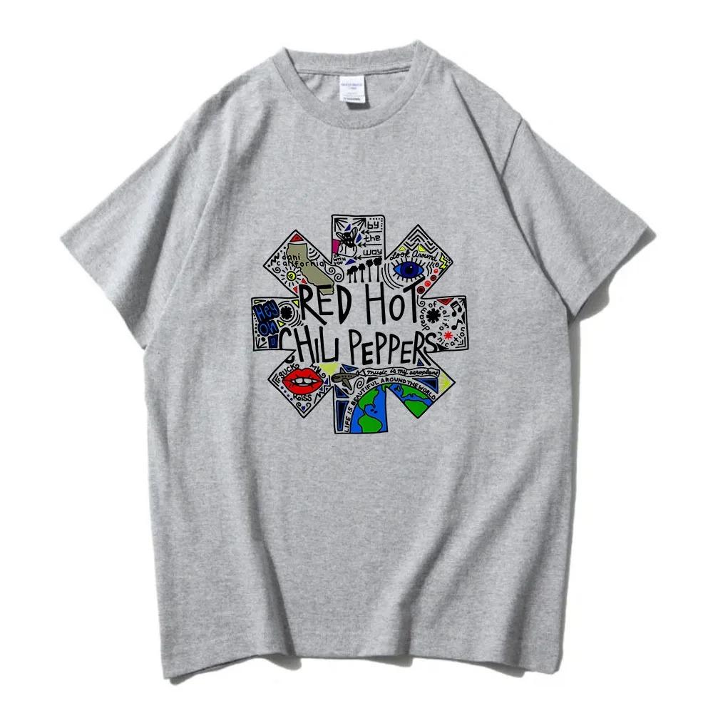 Футболки Red Hot Fire Squid Chili Peppers Летние мужские и женские хлопковые футболки Уличная одежда Хип-хоп Графический принт Рок Футболки Футболка