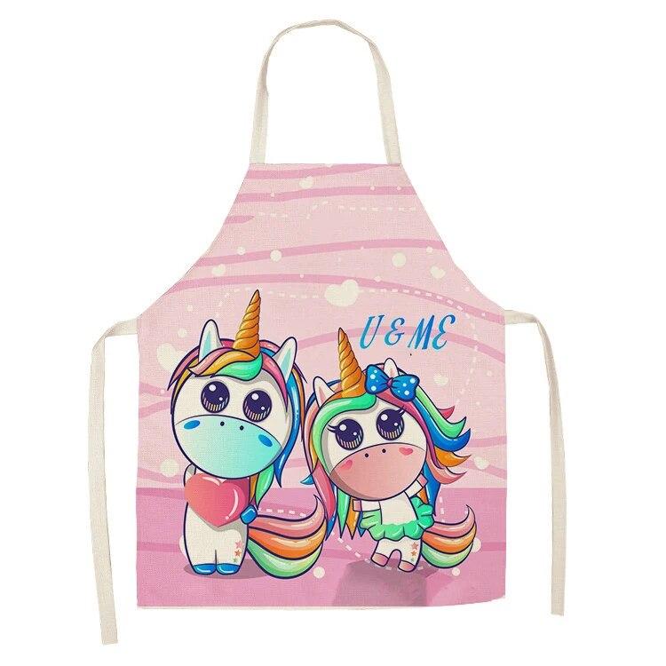 Кухонный фартук с мультяшным единорогом и музыкальным принтом, хлопковый льняной фартук без рукавов для мужчин и женщин, бытовые чистящие средства