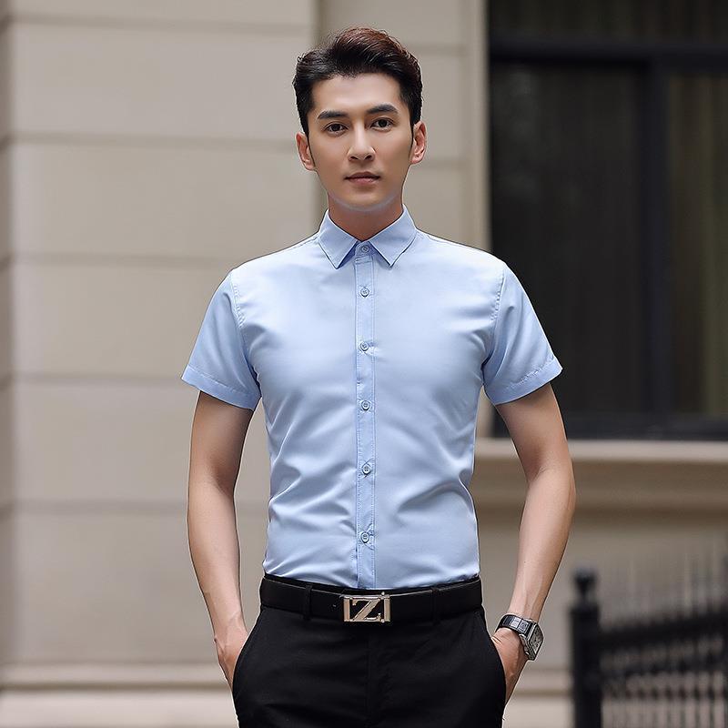 Мужская деловая формальная одежда: Белая/Синяя/Черная Рубашка, с Длинным или Коротким Рукавом, Не требующая глажки, Осенне-зимний стиль