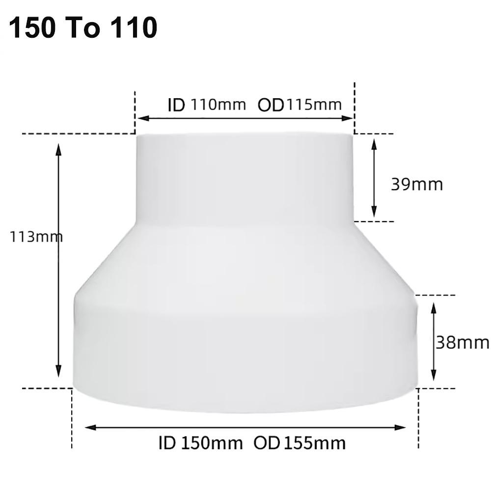 New ABS Exhaust Pipe Reducer Adapter White Portable Ventilation Pipe Fittings Ventilating Pipe Connector