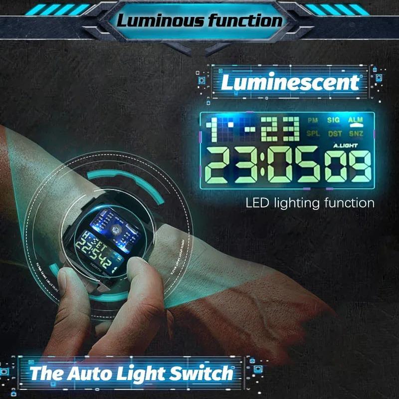 NORTH EDGE Мужские цифровые часы в стиле ретро, промышленный металл, водонепроницаемые, 50 м, спортивные часы для мужчин, мировое время, reloj de hombre