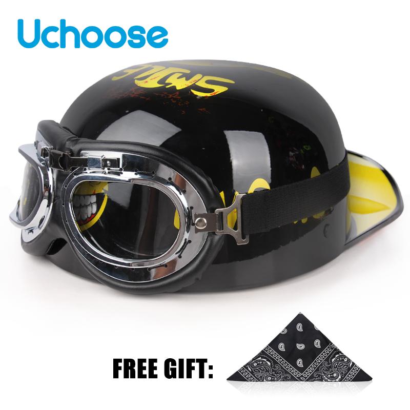 Винтажный шлем Uchoose с открытым лицом, полушлем для мотокросса, скутер, крейсер, чоппер, бейсбольная кепка, шлем, летняя езда