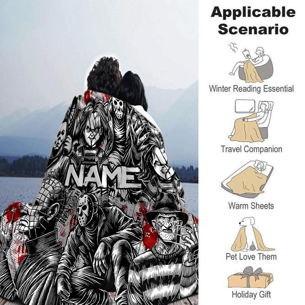 Customiz Name Personality Horror movies Blanket Soft &Warm Sofa Office Bed Travel Lunch Break Blanket, Gift Suitable All Seasons