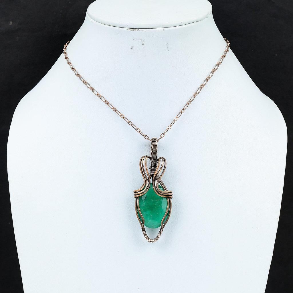 Изумрудный драгоценный камень ручной работы из чистой медной проволоки, подвеска для ювелирных изделий для мемориала