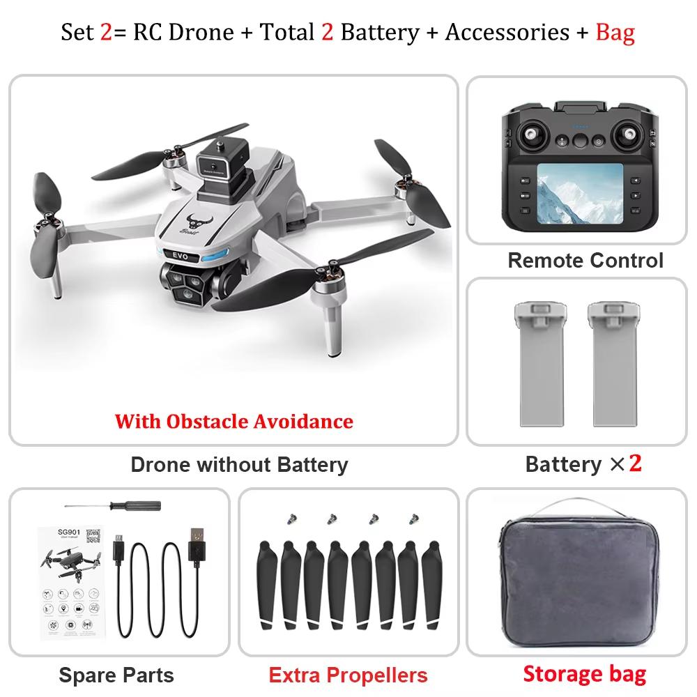 2025 SG901PRO/MAX Drone 8K Professional GPS HD ESC Camera 5G WiFi FPV Бесщеточный обход препятствий Большой экран RC Quadcopter игрушка в подарок