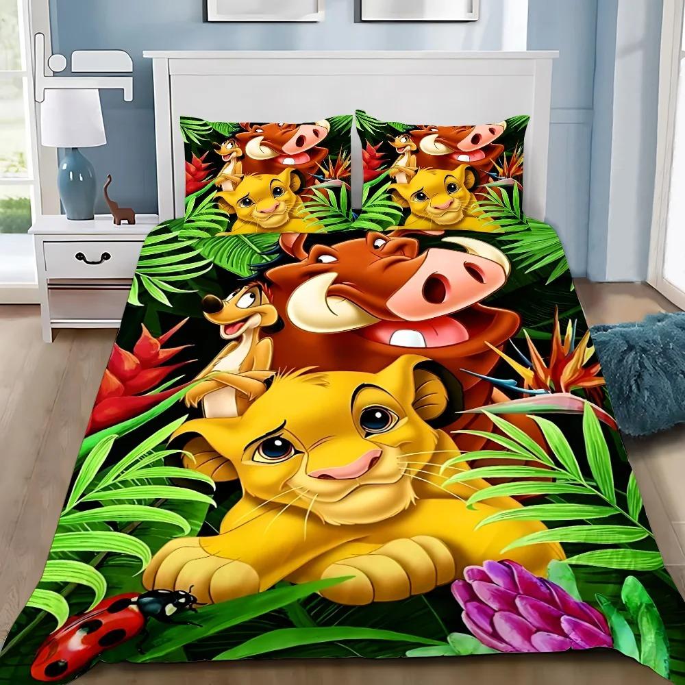 Duvet Cover Pillowcase Bedding Set Simba Lion King Adult Boy Girl Bedroom Decoration Children Gift Single Double Size