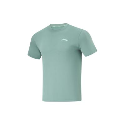 Li Ning дышащий однотонный круглый вырез пуловер короткий рукав футболка мужские топы озеро-зеленый ATSU195-4