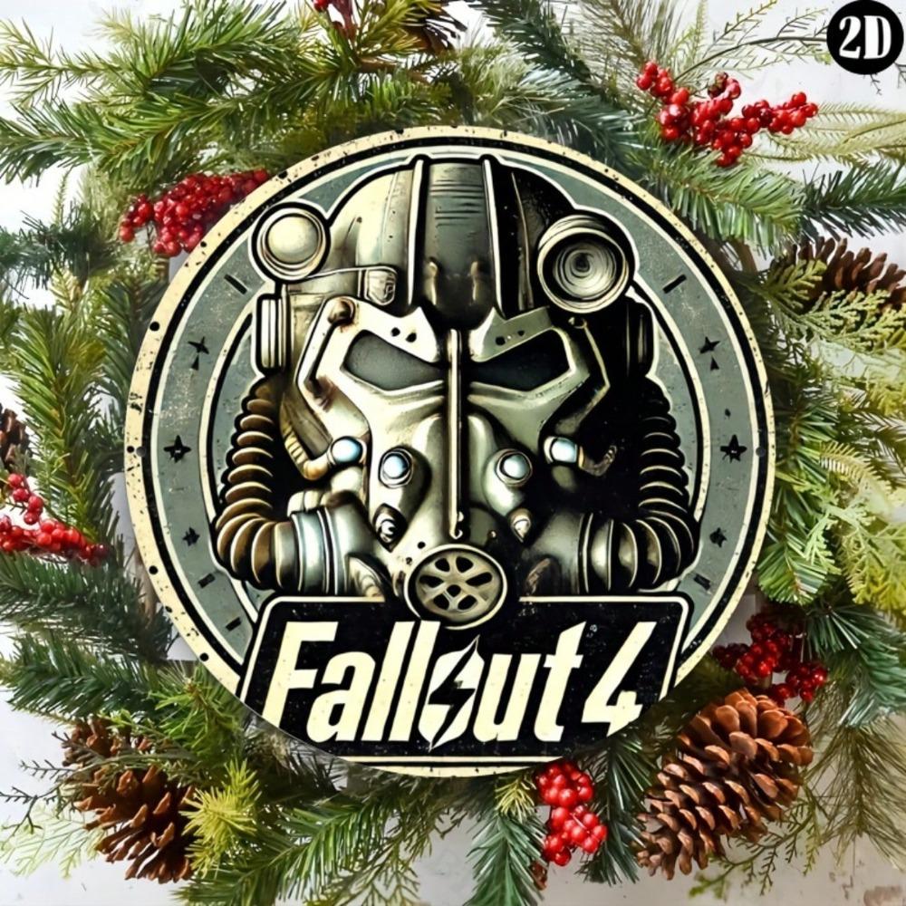Fallout 4 Металлическая жестяная табличка Круглая 8x8 дюймов Винтажное искусство Настенный декор