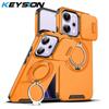KEYSION Чехол для телефона с кольцом-подставкой 360° для OPPO Reno14 Pro 5G, сдвижная защита камеры, магнитная противоударная крышка для OPPO Reno14 F 5G